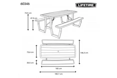 Стол складной с лавочками Lifetime для пикника и кейтеринга