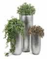 Кашпо TREEZ Effectory — Metal — Высокий округлый конус — Серебро